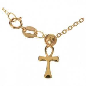 Pulseira com pingente da cruz da vida ouro 750-00 - 1,03 gr