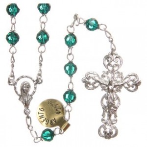 Rosário prata 925 Swarovski verde 6 mm