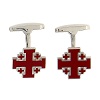 Botoes de punho cruz de Jerusalem vermelha prata 925 colecao HOLYART