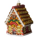 Casinha de pão de mel adorno árvore Natal vidro soprado