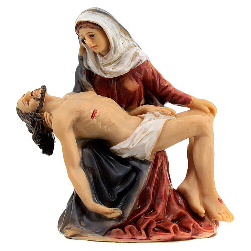 Figura resina Virgem Maria com o corpo de Jesus nos braÃ§os, 9 cm