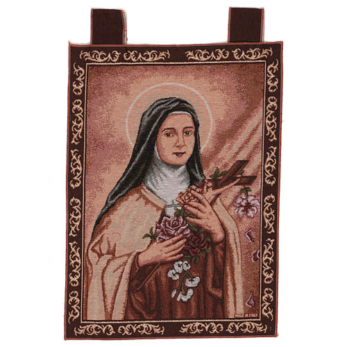 Tapeçaria Santa Teresa de Lisieux moldura ganchos 54x40 cm