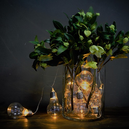 Vasos de vidrio con luzed de Natal