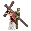 Figuras de resina da Paixão de Jesus Jesus carregando a Cruz no caminho do Calvário, com Simão Cireneu e a Verónica