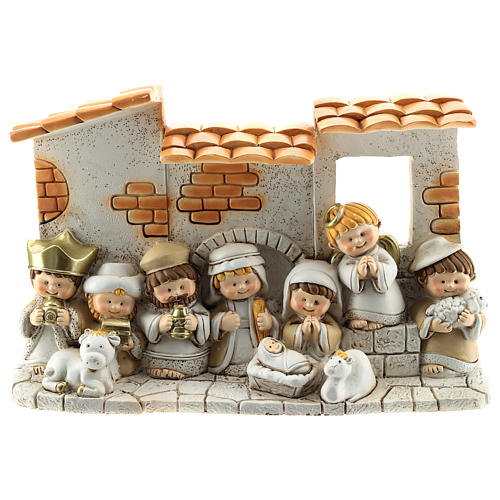 Presépio chalé resina 10 peças 10x15 cm linha crianças
