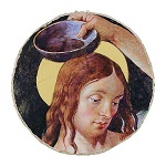 Batismo de Cristo detalhe Perugino diâm. 6 cm retouch Bottega Tifernate 