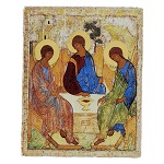Ícone da Trindade retouch Andrei Rublev 9x12 cm Bottega Tifernate