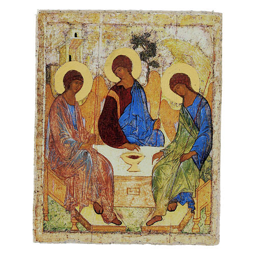 Ícone da Trindade retouch Andrei Rublev 9x12 cm Bottega Tifernate