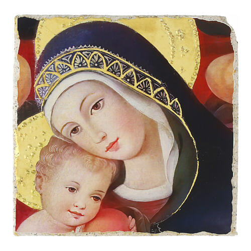 Nossa Senhora Crivelli 9x9 cm retouch Bottega Tifernate detalhe
