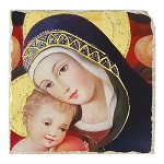 Nossa Senhora Crivelli 9x9 cm retouch Bottega Tifernate detalhe