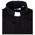 Camisa Clergyman manga longa misto algodão preto In Primis