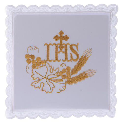 Conjunto de altar com bordado IHS e uva