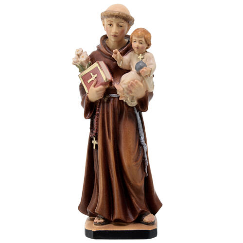 Santo António de Lisboa com menino madeira pintada Val Gardena 