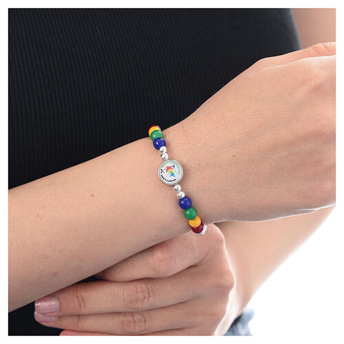 pulseira jubileu 2025 elastica contas ceramica