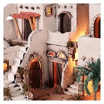 Vila em estilo árabe com oásis para presépio napolitano de 10 cm