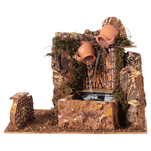 Fonte de dois jatos com bomba para presépio 10-12 cm 20x15x15 cm