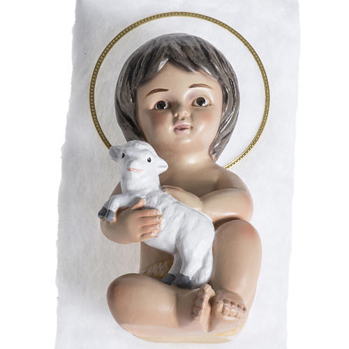 menino jesus gesso com cordeiro 15 cm