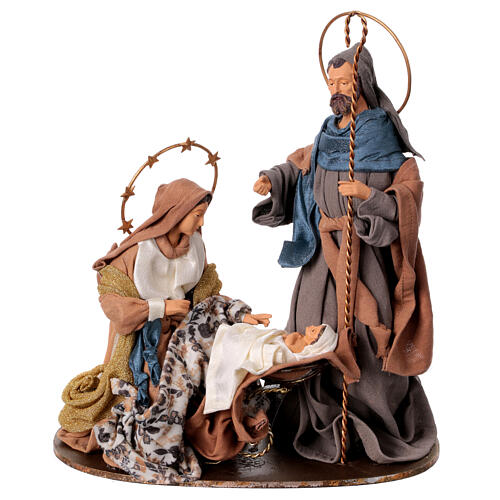 Natividade Winter Elegance com base resina tecido h 40 cm